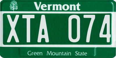 VT license plate XTA074