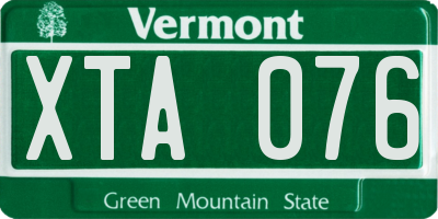 VT license plate XTA076
