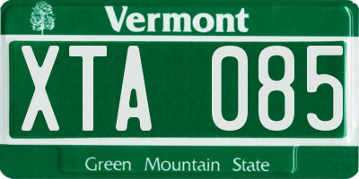 VT license plate XTA085