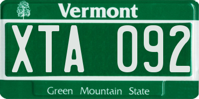 VT license plate XTA092
