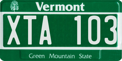 VT license plate XTA103