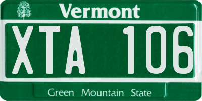 VT license plate XTA106