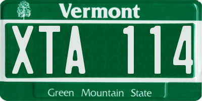 VT license plate XTA114