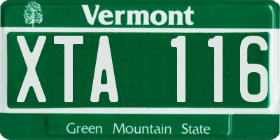 VT license plate XTA116