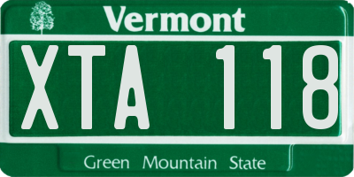 VT license plate XTA118