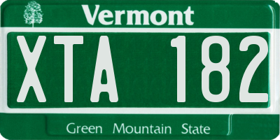 VT license plate XTA182