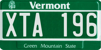VT license plate XTA196