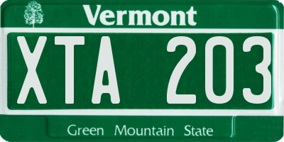 VT license plate XTA203