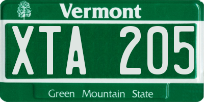 VT license plate XTA205