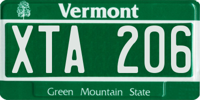 VT license plate XTA206