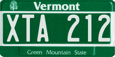 VT license plate XTA212