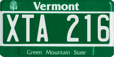VT license plate XTA216