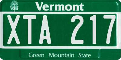 VT license plate XTA217