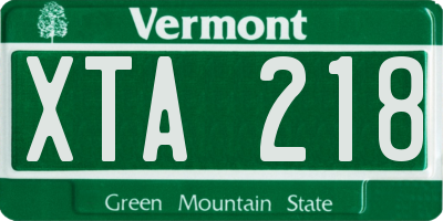 VT license plate XTA218