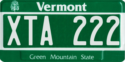 VT license plate XTA222