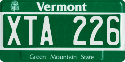 VT license plate XTA226