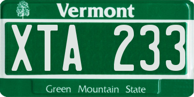 VT license plate XTA233