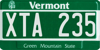 VT license plate XTA235