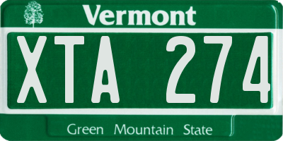 VT license plate XTA274