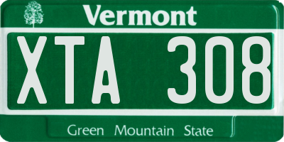 VT license plate XTA308