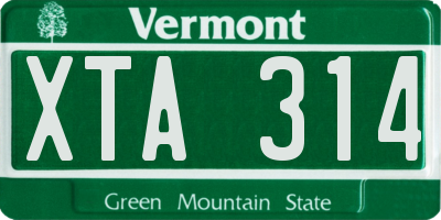 VT license plate XTA314