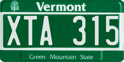 VT license plate XTA315
