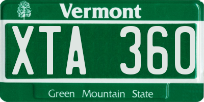 VT license plate XTA360
