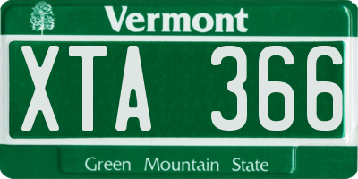 VT license plate XTA366