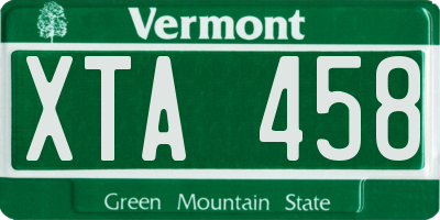 VT license plate XTA458