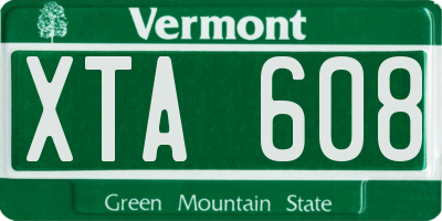 VT license plate XTA608