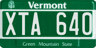 VT license plate XTA640