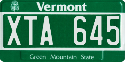 VT license plate XTA645