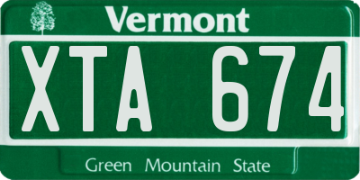 VT license plate XTA674