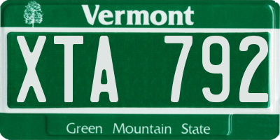VT license plate XTA792