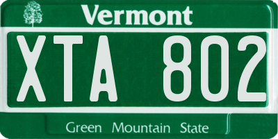 VT license plate XTA802