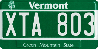 VT license plate XTA803