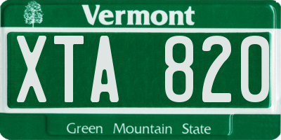 VT license plate XTA820