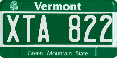 VT license plate XTA822