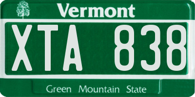 VT license plate XTA838