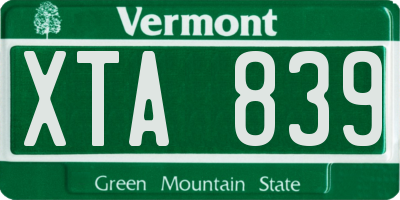 VT license plate XTA839