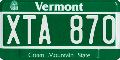 VT license plate XTA870
