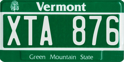 VT license plate XTA876