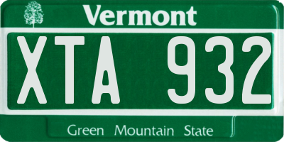 VT license plate XTA932