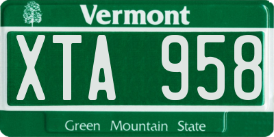 VT license plate XTA958