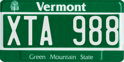 VT license plate XTA988