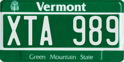 VT license plate XTA989