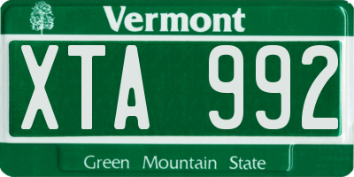 VT license plate XTA992