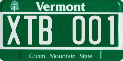 VT license plate XTB001