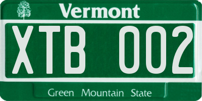 VT license plate XTB002