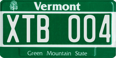 VT license plate XTB004